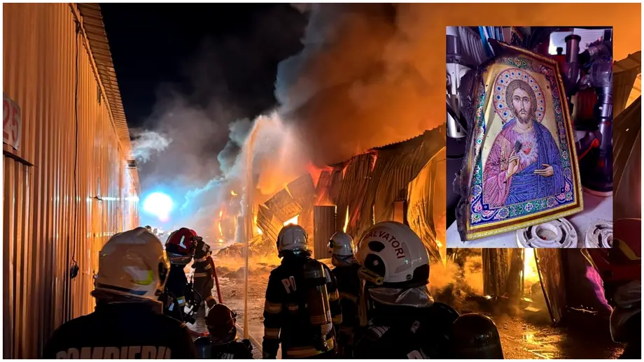 Icoana cu Iisus Hristos, neatinsa de foc in incendiul de la Dragonul Rosu. Descoperirea care i-a uimit pe pompieri
