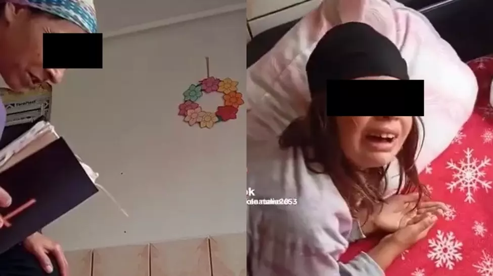 Mama din Sibiu filmata in timp ce isi „exorcizeaza” fiica. Citeste din Biblie si o intreaba cati "demoni are in ea"